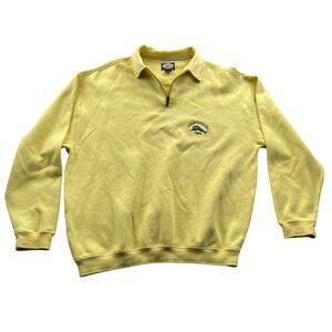 Tommy Bahama Mens Sweater Large Pullover 1/4 Zip Knit Long Sleeve Casual Yellow